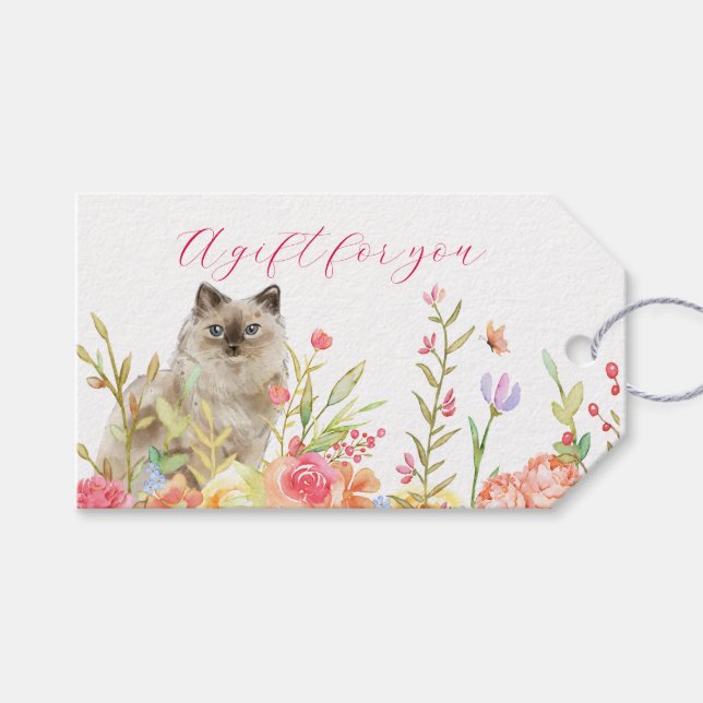 Katze in einem Garden-Geschenk-Tag Geschenkanhänger (Vorderseite (Horizontal))