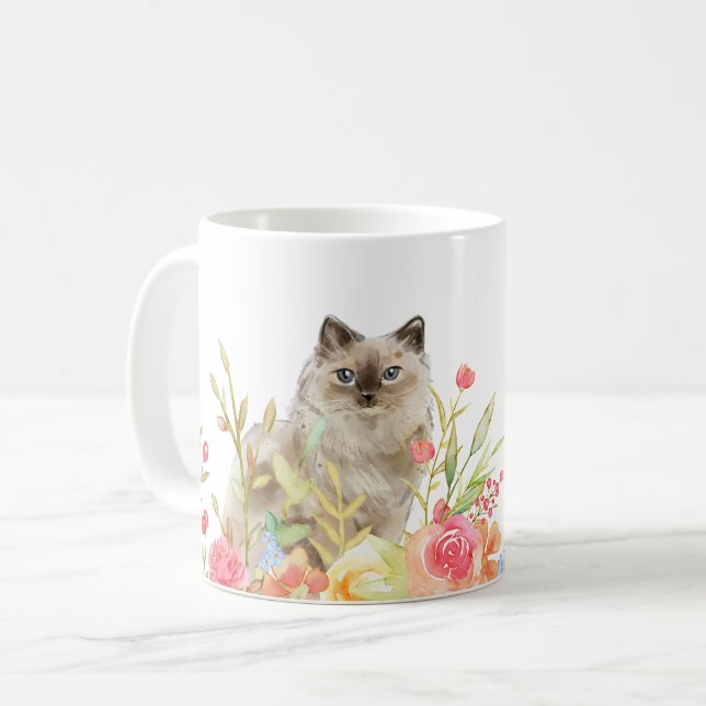 Katze in einem Garten der Wildblumen Tasse (Vorderseite Links)