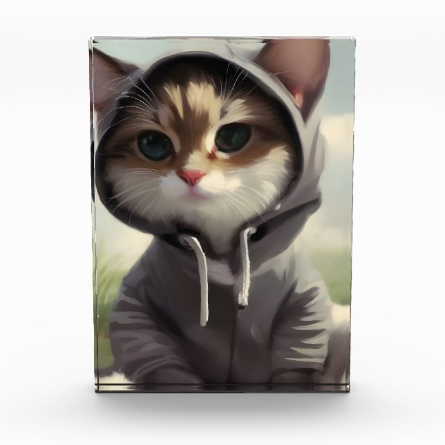 Katze in einem Hoodie Fotoblock (Vorderseite)
