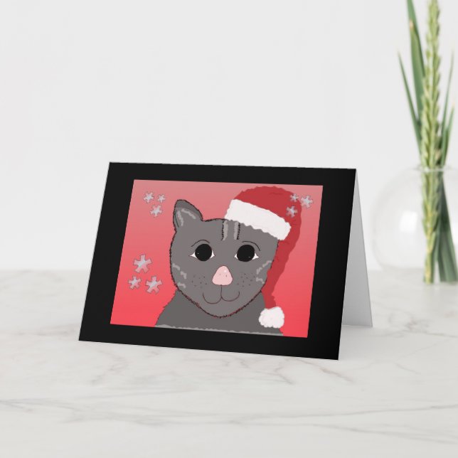 Katze in einem Hut Feiertagskarte (Vorderseite)