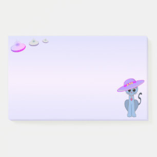 Katze in einem Hut- und Fliegensauger Post-it Klebezettel