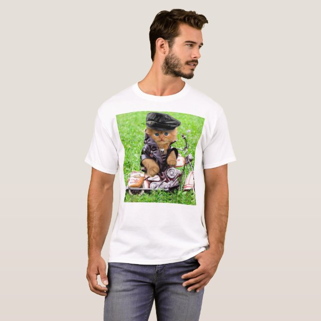 Katze in einem Motorrad T-Shirt (Vorne ganz)