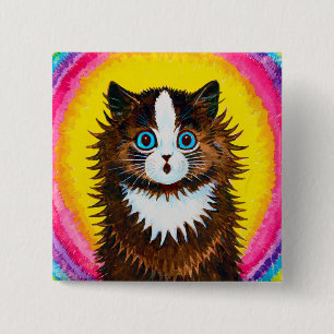 Katze in einem Regenbogen, Louis Wain Button