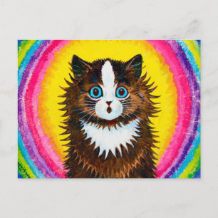 Katze in einem Regenbogen, Louis Wain Postkarte