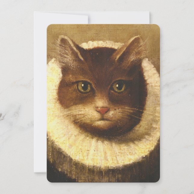 Katze in einem Ruff Niedliche Viktorianische Kunst (Vorderseite)