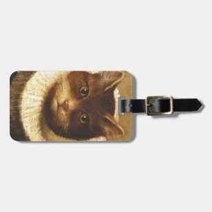 Katze in einem Ruff Niedliche Viktorianische Kunst Gepäckanhänger