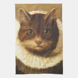 Katze in einem Ruff Niedliche Viktorianische Kunst Handtuch
