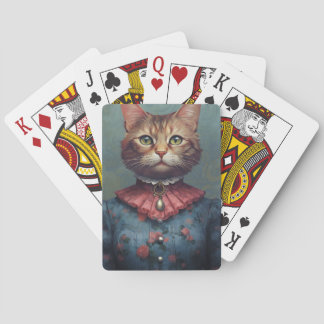 Katze in einem viktorianischen Korsett, der Karten Spielkarten