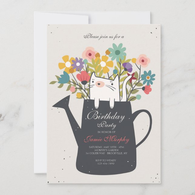 Katze in einem Wasserbecken kann einladen Einladung (Vorderseite)