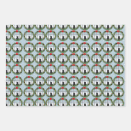 Katze in einem Weihnachtskranz Geschenkpapier Set