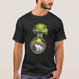 Katze in einer Flasche Süße Wasserfarbe Rosenbaum T-Shirt