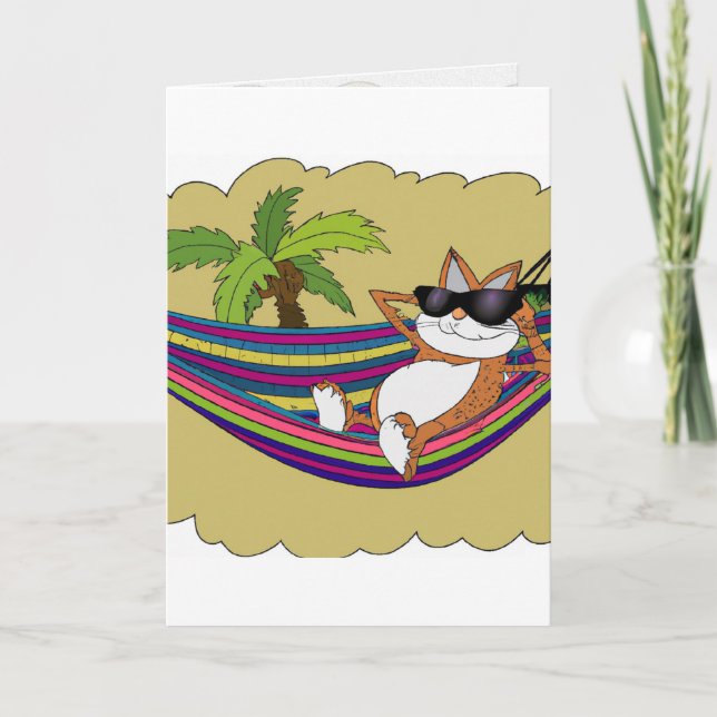 Katze in einer Hammock-Grafikkarte Karte (Vorderseite)