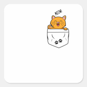 Katze in einer Hosentasche Quadratischer Aufkleber
