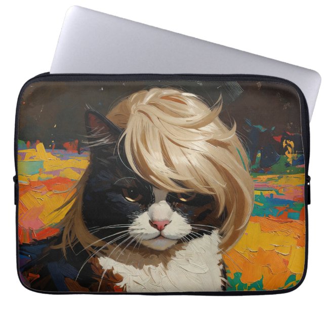 Katze in einer Perücke (#2) Laptopschutzhülle (Vorderseite)