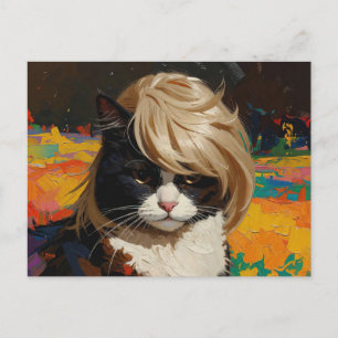 Katze in einer Perücke (#2) Postkarte