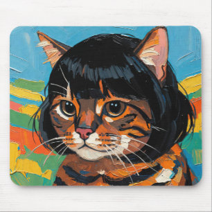 Katze in einer Perücke (#8) Mousepad