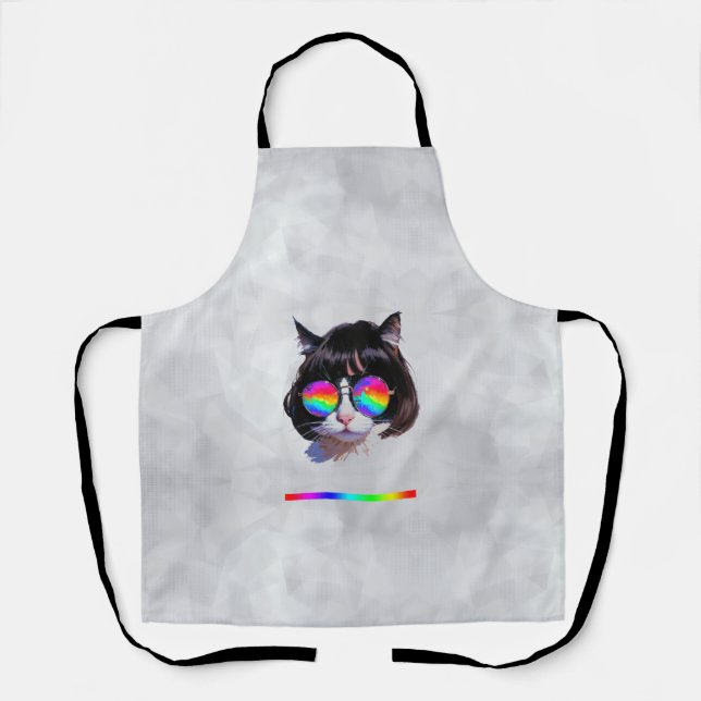 Katze in einer Perücke + Sonnenbrille (Gemälde #1) Schürze (Vorderseite)