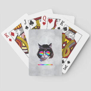 Katze in einer Perücke + Sonnenbrille (Gemälde #1  Spielkarten