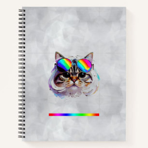 Katze in einer Perücke + Sonnenbrille (Gemälde #3) Notizbuch