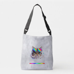 Katze in einer Perücke + Sonnenbrille (Gemälde #3) Tragetaschen Mit Langen Trägern