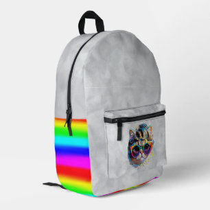Katze in einer Perücke + Sonnenbrille (Gemälde #4 Bedruckter Rucksack