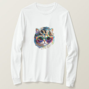 Katze in einer Perücke + Sonnenbrille (Gemälde #4) T-Shirt
