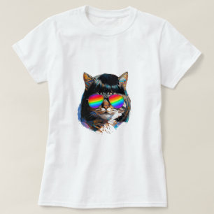 Katze in einer Perücke + Sonnenbrille (Gemälde #5) T-Shirt
