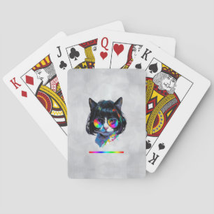 Katze in einer Perücke + Sonnenbrille (Gemälde #6  Spielkarten