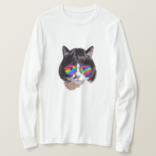 Katze in einer Perücke + Sonnenbrille (Gemälde #8) T-Shirt