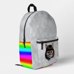 Katze in einer Perücke + Sonnenbrille (Gemälde #9 Bedruckter Rucksack