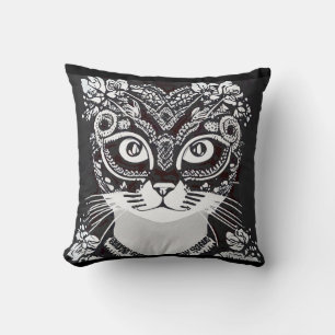 Katze in einer Schwarz-Weiß-Maske Kissen