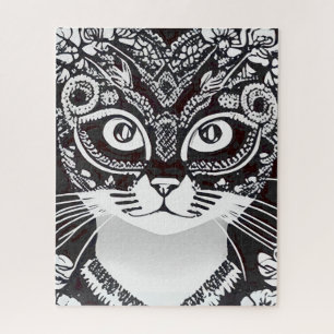 Katze in einer Schwarz-Weiß-Maske Puzzle