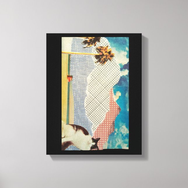 Katze in einer seltsamen Landschaft Leinwanddruck (Vorderseite)