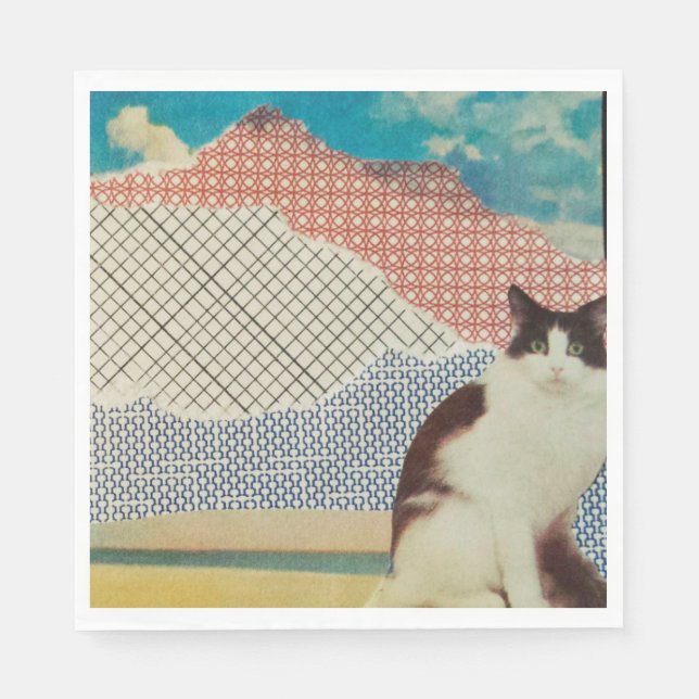 Katze in einer seltsamen Landschaft Serviette (Vorderseite)