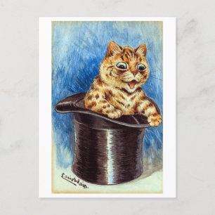 Katze in einer Top Hat Louis Wain Holiday Postkart Feiertagspostkarte