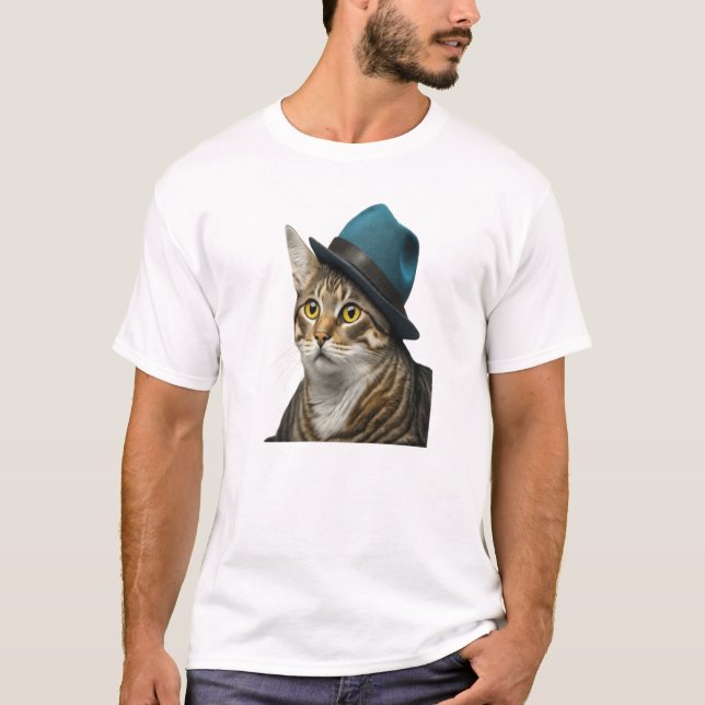 Katze in Fedora Men's Basic T - Shirt Design (Vorderseite)