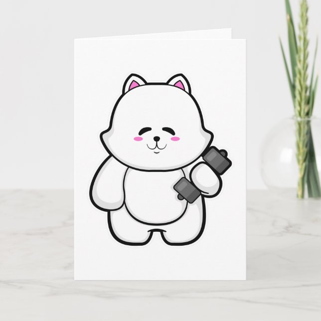 Katze in Fitness mit Dumbell Karte (Vorderseite)