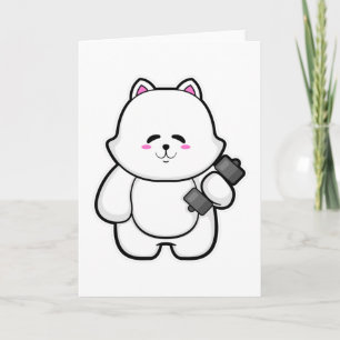 Katze in Fitness mit Dumbell Karte