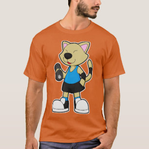 Katze in Fitness mit Dumbell T-Shirt