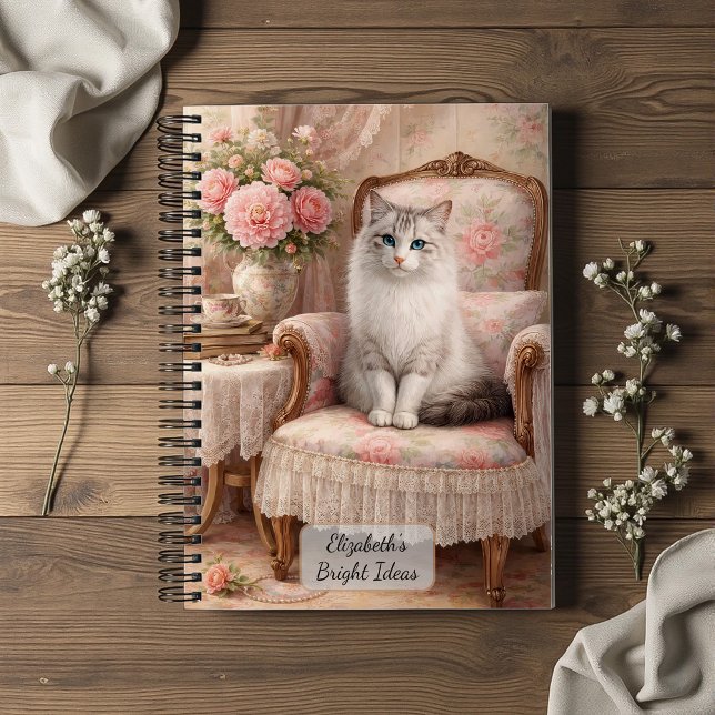 Katze in floralem Sessel Notizbuch (Von Creator hochgeladen)