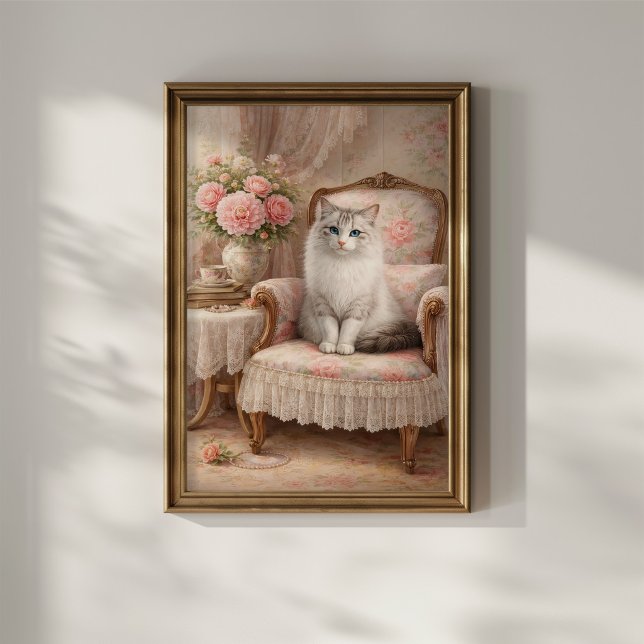 Katze in floralem Sessel Poster (Von Creator hochgeladen)