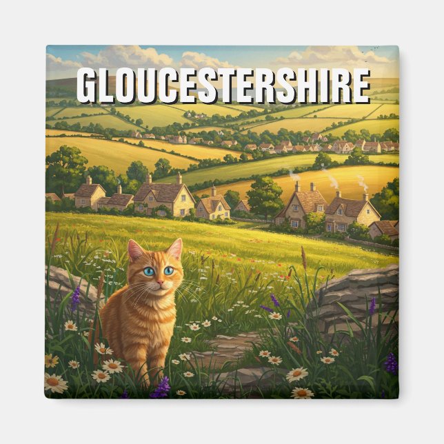 Katze in Gloucestershire England Travel Magnet (Vorne)