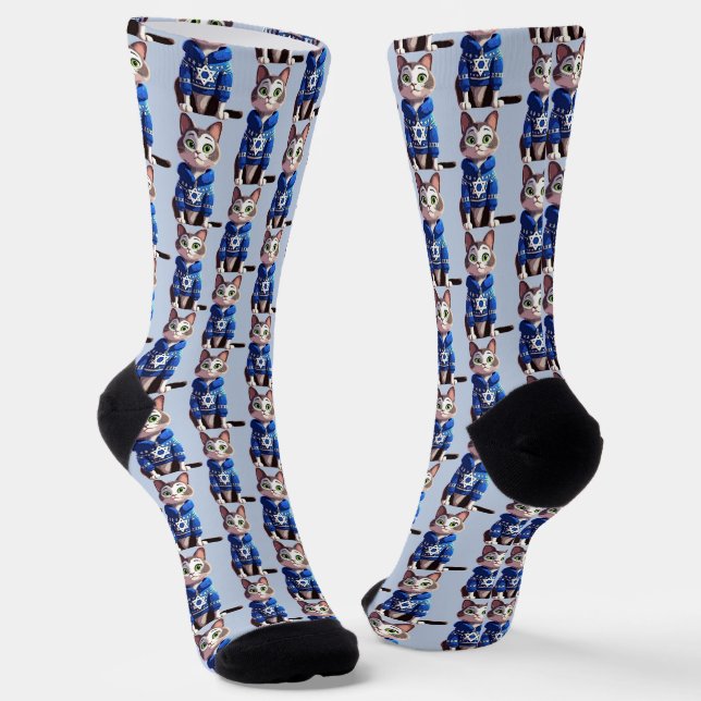 Katze in Hanukkah Sweater Socken (Gewinkelt)