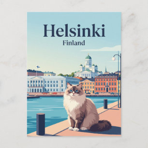 Katze in Helsinki Finnland Postkarte