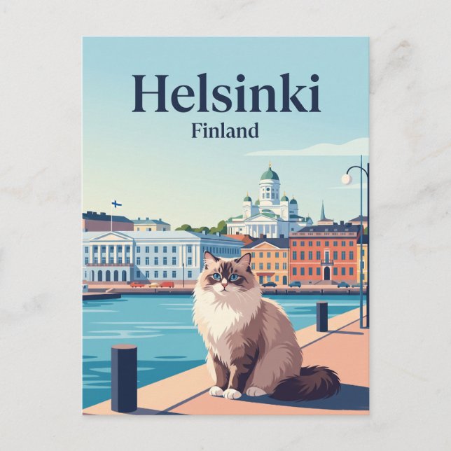 Katze in Helsinki Finnland Postkarte (Vorderseite)