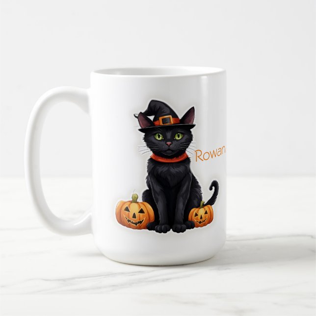 Katze in Hexenkostüm Kaffeetasse (Links)