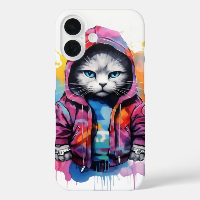 Katze in Hoodie Colorful Graffiti Case-Mate iPhone Hülle (Rückseite)