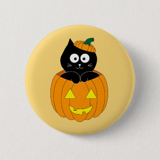 Katze in Jack O'Lantern Halloween-Button Button