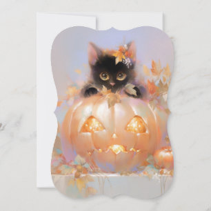 Katze in Jackolantern Halloween-Kinderdusche Einladung