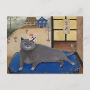 Katze in Japan Malerei Postkarte